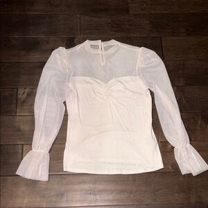 Suzy Shier women’s Elegant Sheer pale/pink White Blouse, size small